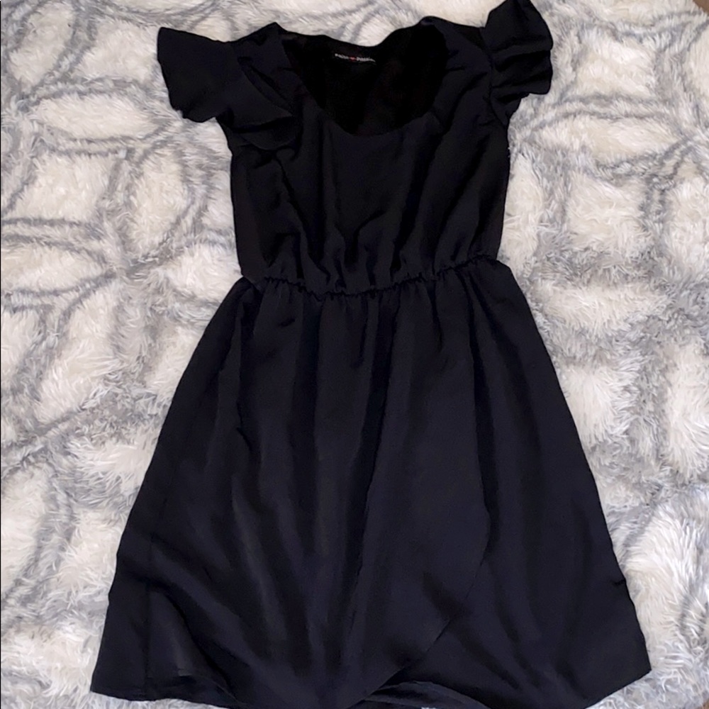 A black mini dress